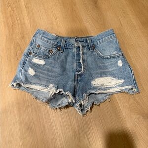 Levi's Light Blue Distressed Jean Shorts